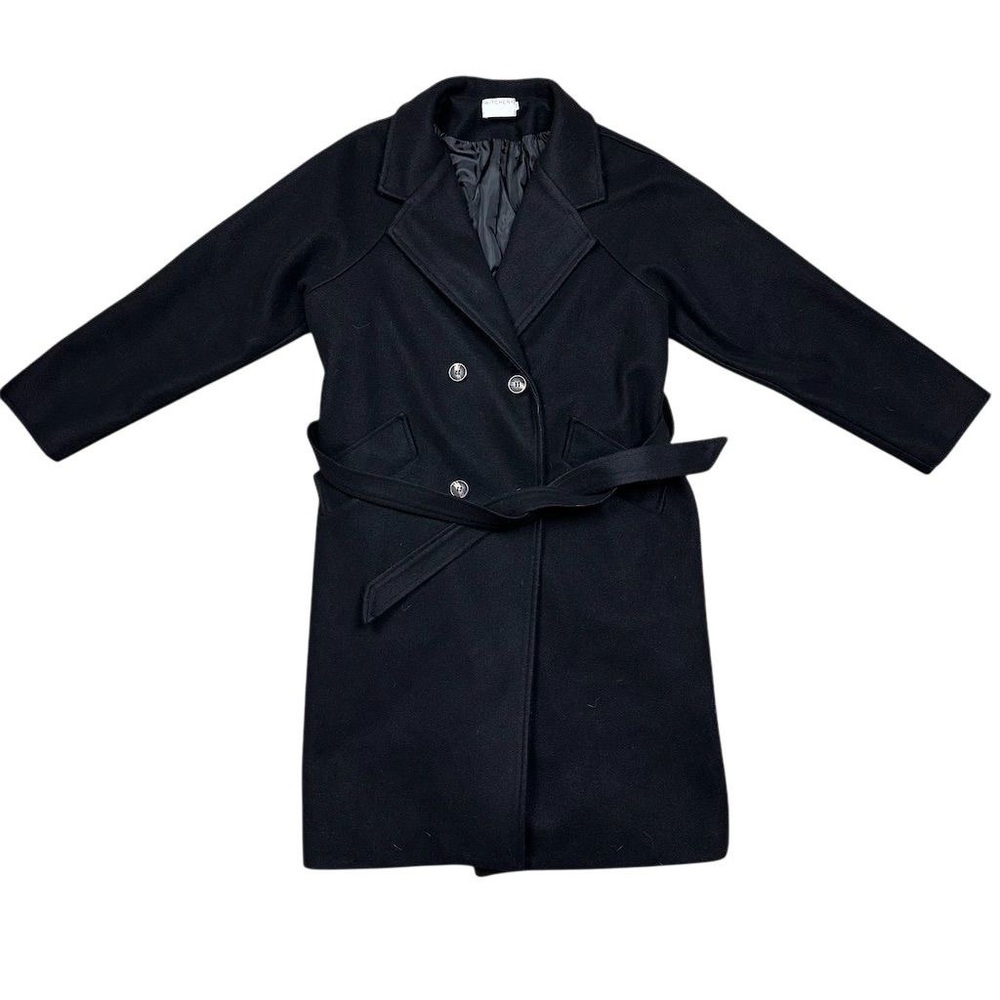 Witchery Women's Black Double-Breasted Overcoat Size M Formal Long Preppy